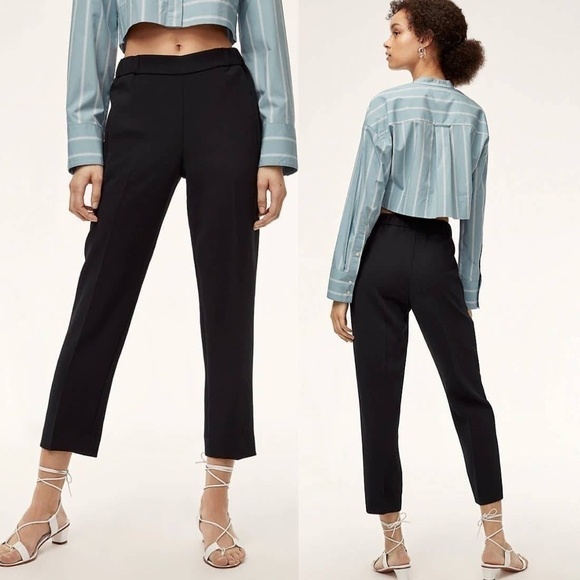 Aritzia Wilfred Darontal Cropped Crepe Dress Pant Trousers in Black - Sz 2 - Picture 2 of 13